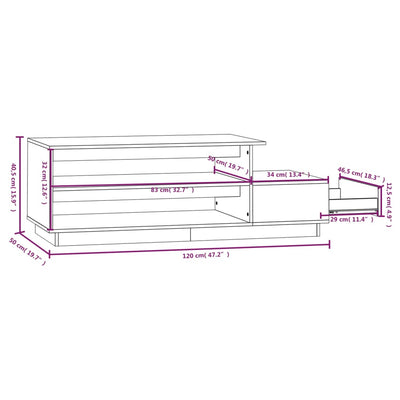 sofabord 120x50x40,5 cm massivt fyrretræ