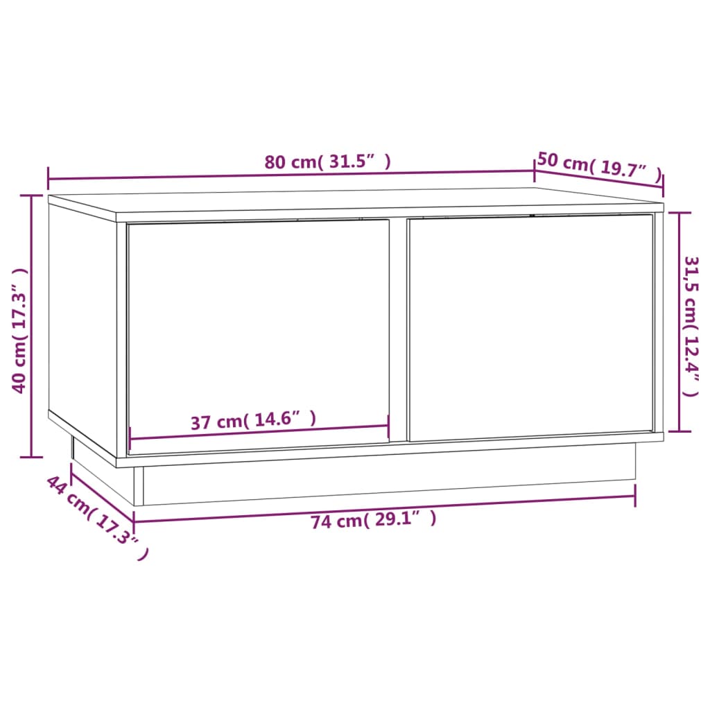 sofabord 80x50x40 cm massivt fyrretræ