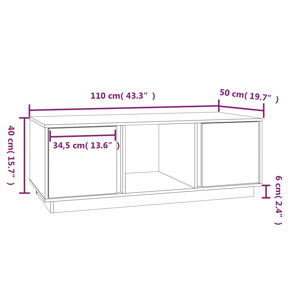 sofabord 110x50x40 cm massivt fyrretræ gyldenbrun