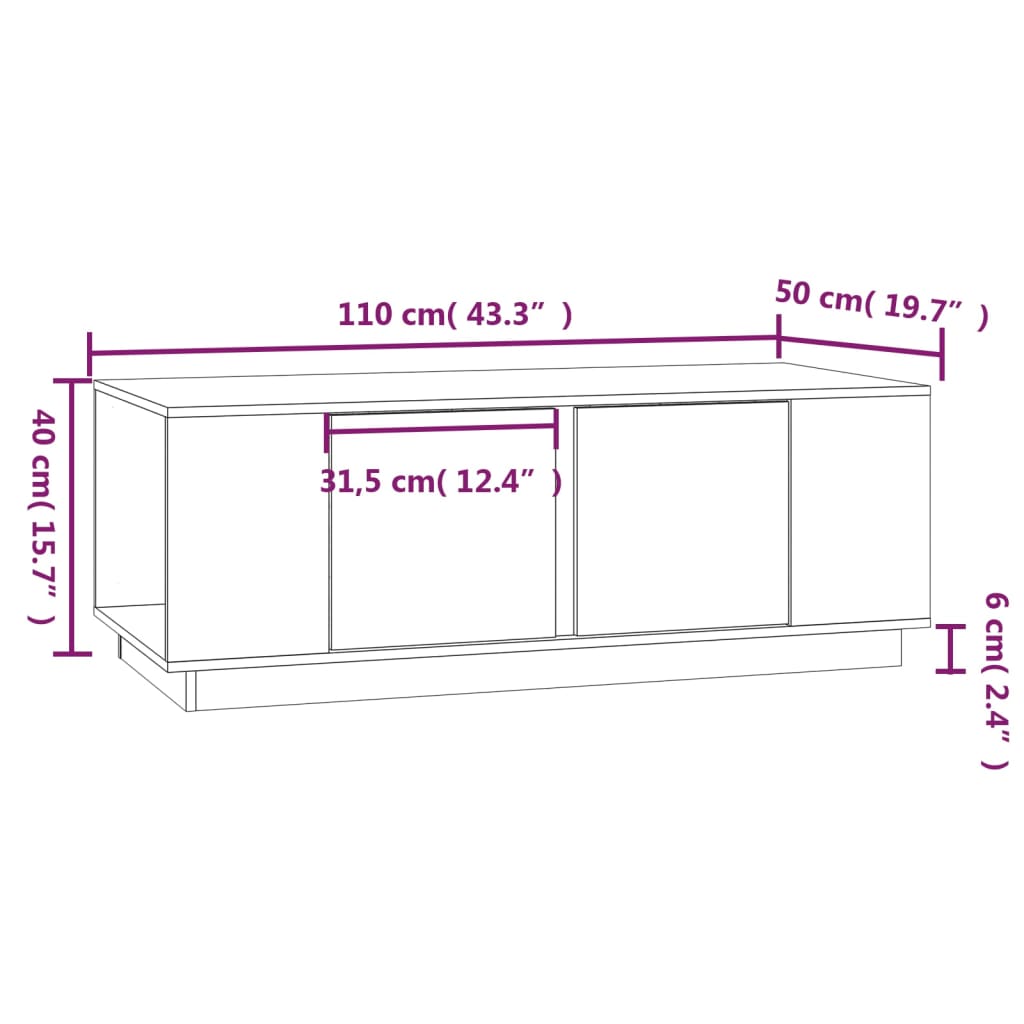 sofabord 110x50x40 cm massivt fyrretræ