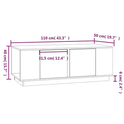 sofabord 110x50x40 cm massivt fyrretræ gyldenbrun