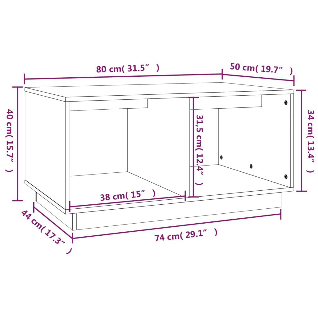 sofabord 80x50x40 cm massivt fyrretræ