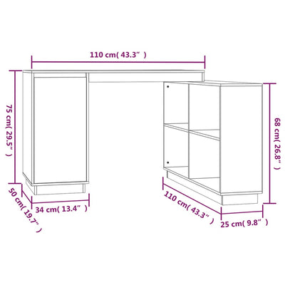 skrivebord 110x50x75 cm massivt fyrretræ gyldenbrun