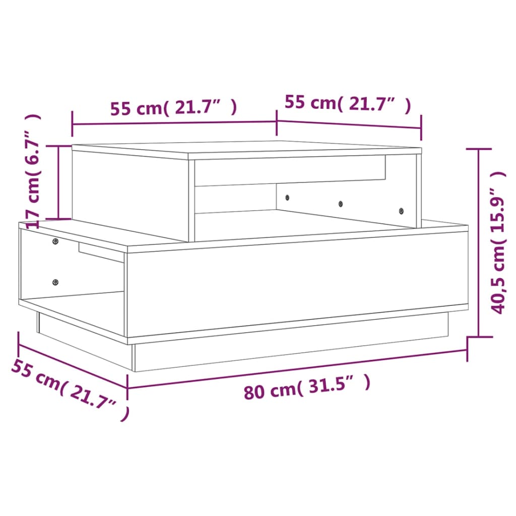 sofabord 80x55x40,5 cm massivt fyrretræ