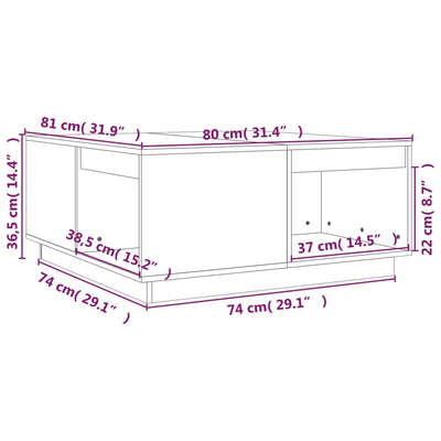 sofabord 80x81x36,5 cm massivt fyrretræ