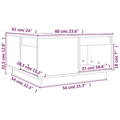 sofabord 60x61x32,5 cm massivt fyrretræ sort