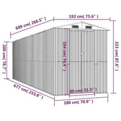 haveskur 192x689x223 cm galvaniseret stål grøn