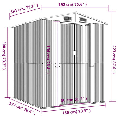 haveskur 192x191x223 cm galvaniseret stål lysebrun