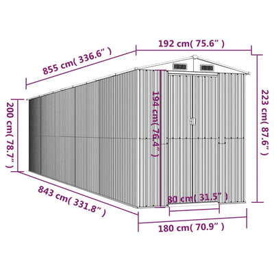 haveskur 192x855x223 cm galvaniseret stål lysebrun