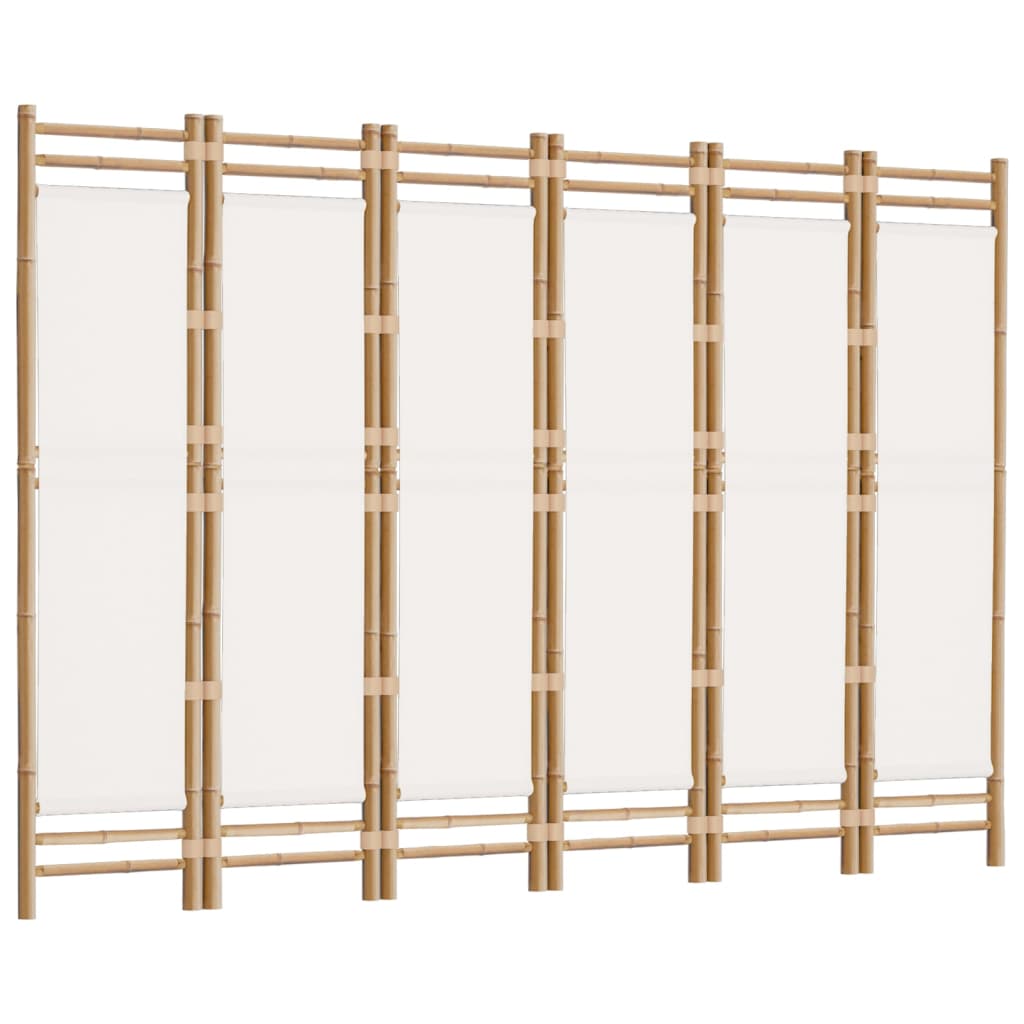 6-panels rumdeler 240 cm foldbar bambus og kanvas