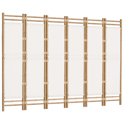 6-panels rumdeler 240 cm foldbar bambus og kanvas