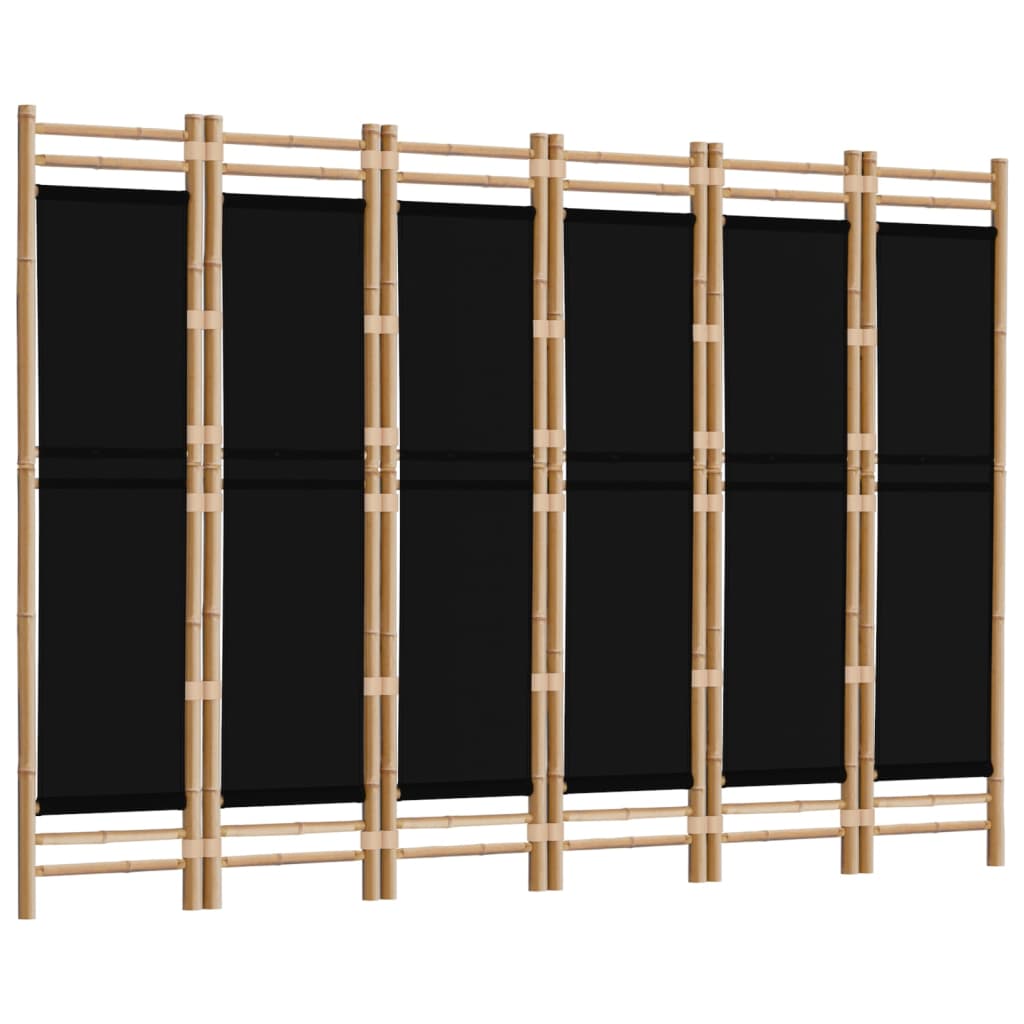 6-panels rumdeler 240 cm foldbar bambus og kanvas