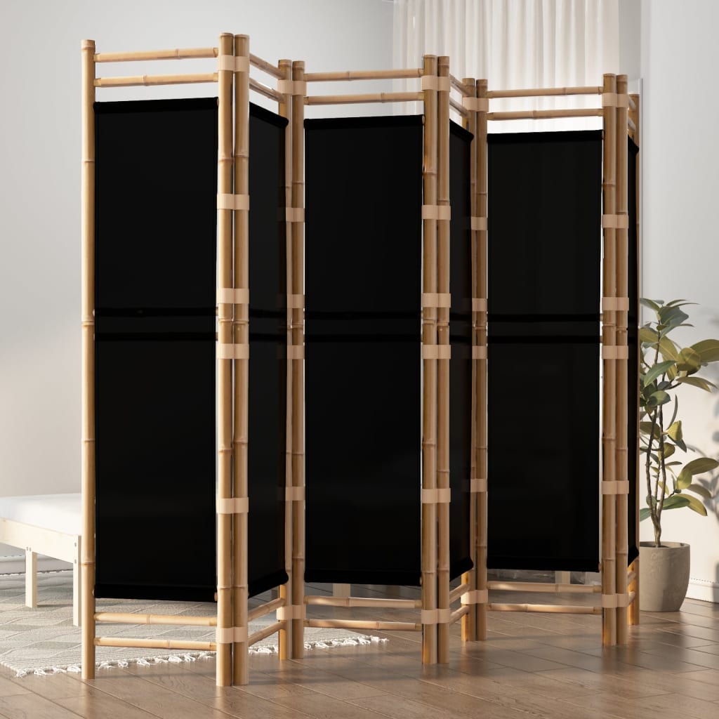 6-panels rumdeler 240 cm foldbar bambus og kanvas