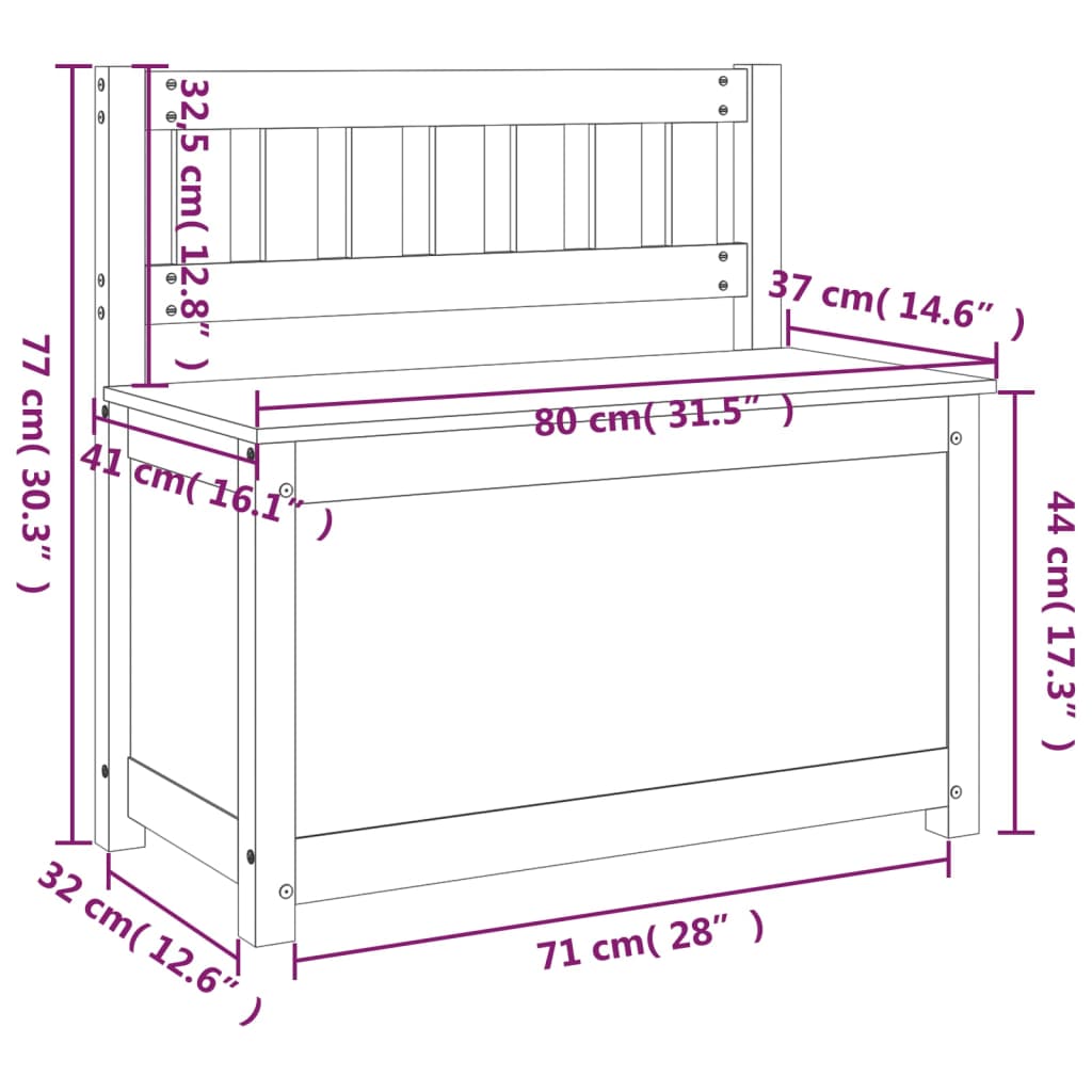 bænk 80x41x77 cm massivt fyrretræ