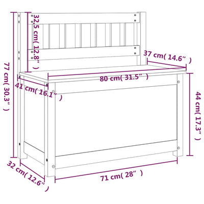 bænk 80x41x77 cm massivt fyrretræ hvid