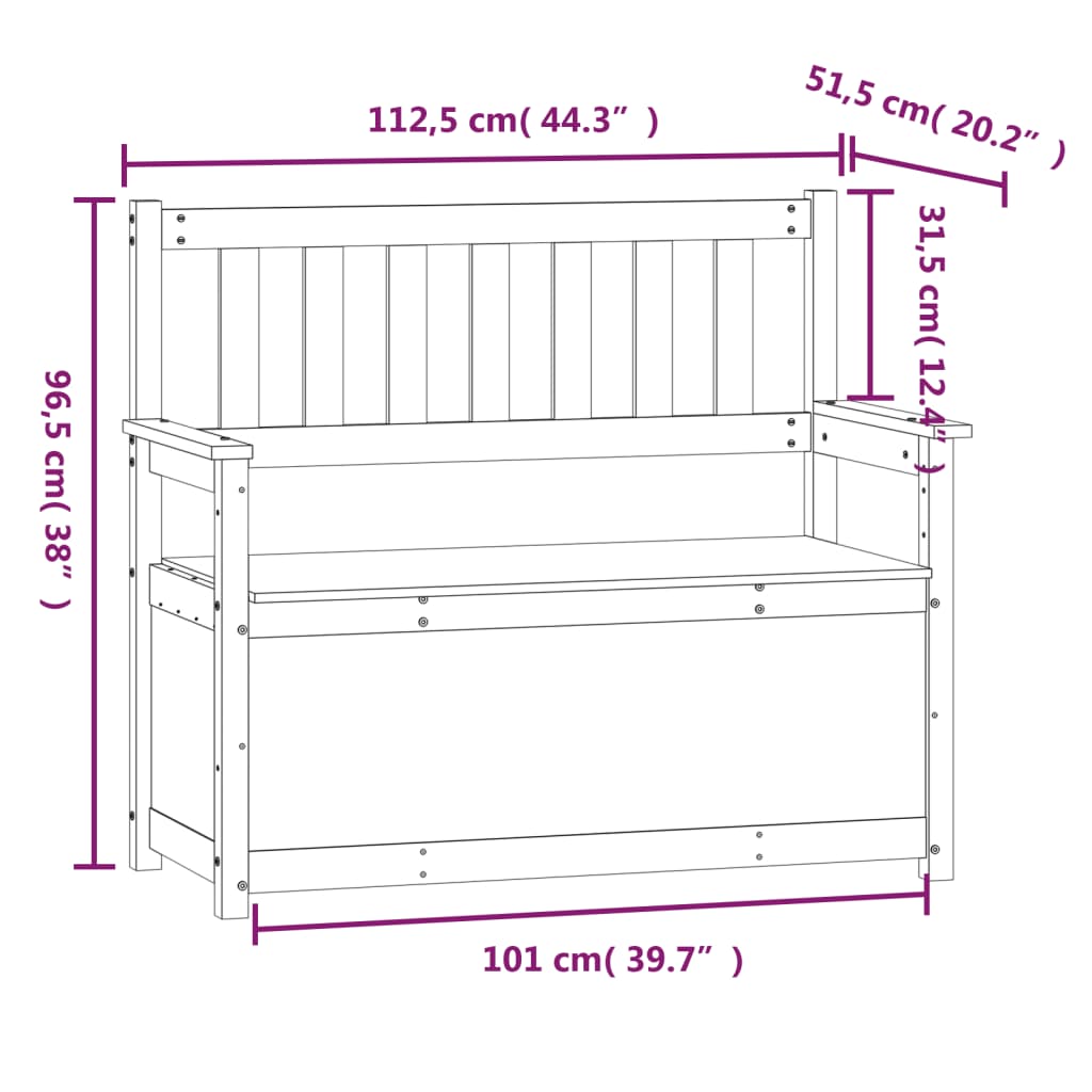 bænk 112,5x51x,5x96,5 cm massivt fyrretræ