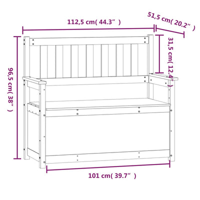 bænk 112,5x51x,5x96,5 cm massivt fyrretræ