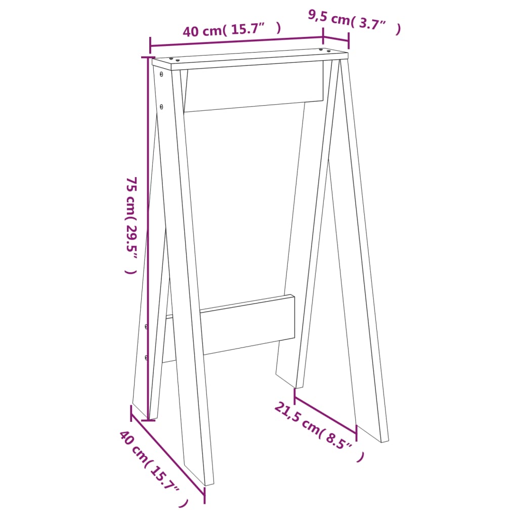 taburetter 2 stk. 40x40x75 cm massivt fyrretræ