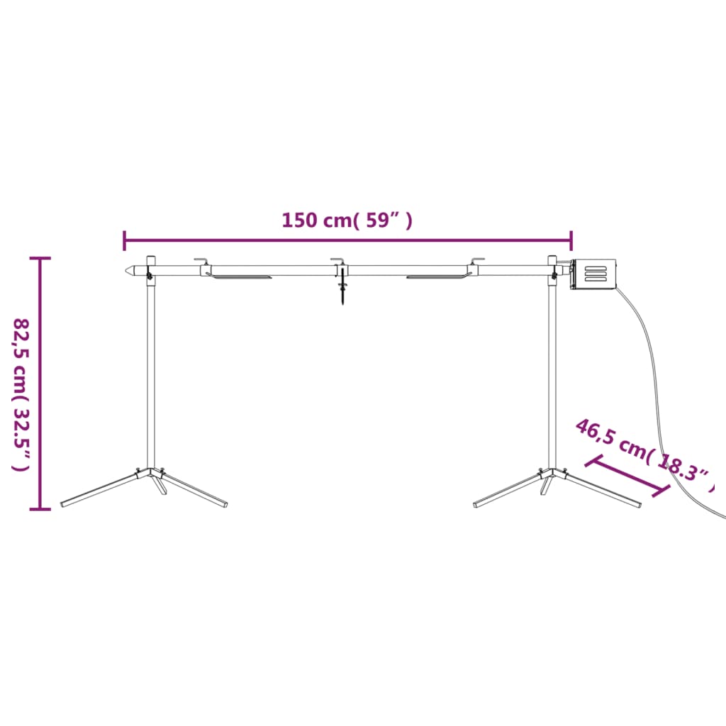 automatisk grill med motor 150x46,5x82,5 cm rustfrit stål