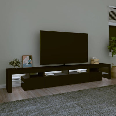 tv-skab med LED-lys 260x36,5x40 cm sort