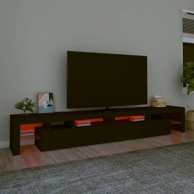 tv-skab med LED-lys 260x36,5x40 cm sort