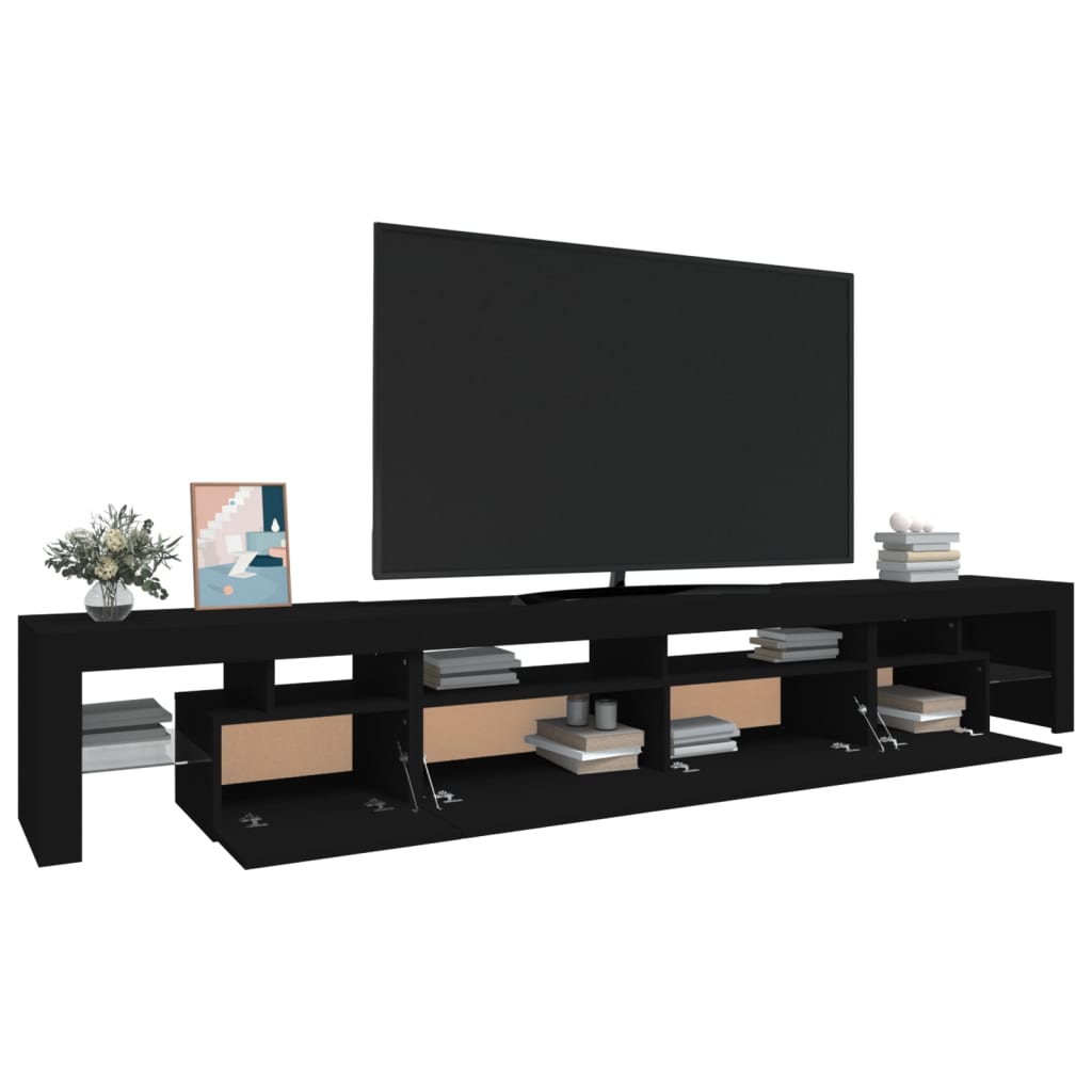 tv-skab med LED-lys 260x36,5x40 cm sort