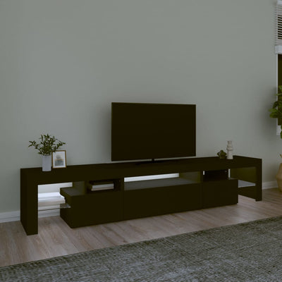 tv-skab med LED-lys 215x36,5x40 cm sort