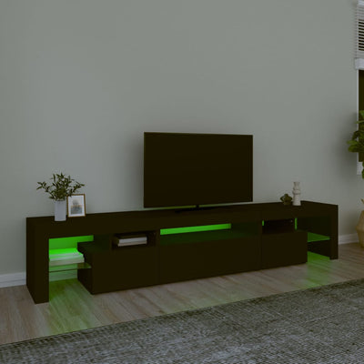 tv-skab med LED-lys 215x36,5x40 cm sort