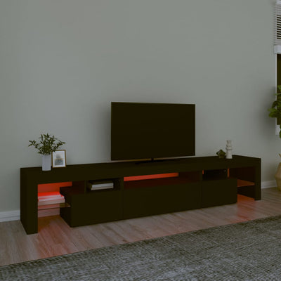 tv-skab med LED-lys 215x36,5x40 cm sort