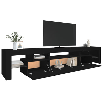 tv-skab med LED-lys 215x36,5x40 cm sort