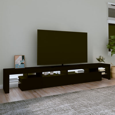 tv-skab med LED-lys 260x36,5x40 cm sort