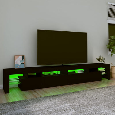 tv-skab med LED-lys 260x36,5x40 cm sort