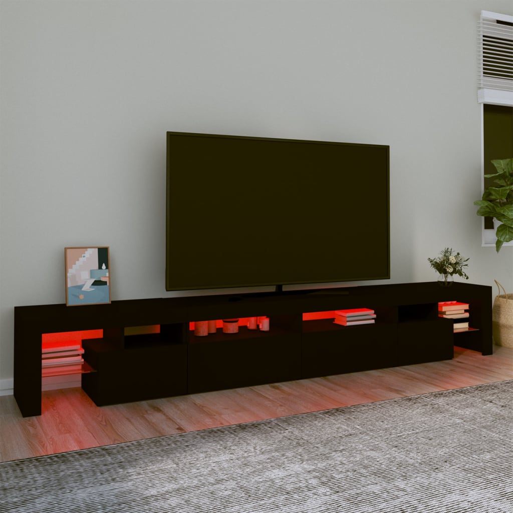 tv-skab med LED-lys 260x36,5x40 cm sort