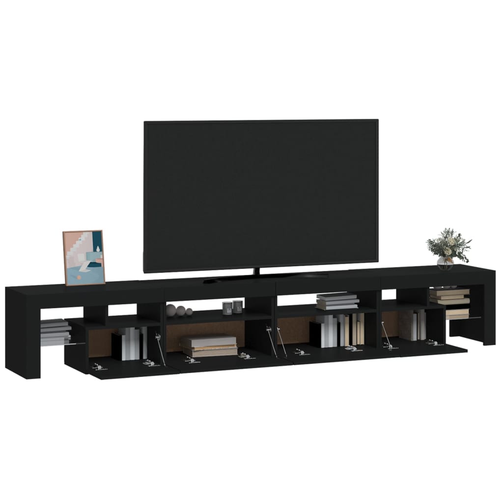 tv-skab med LED-lys 260x36,5x40 cm sort