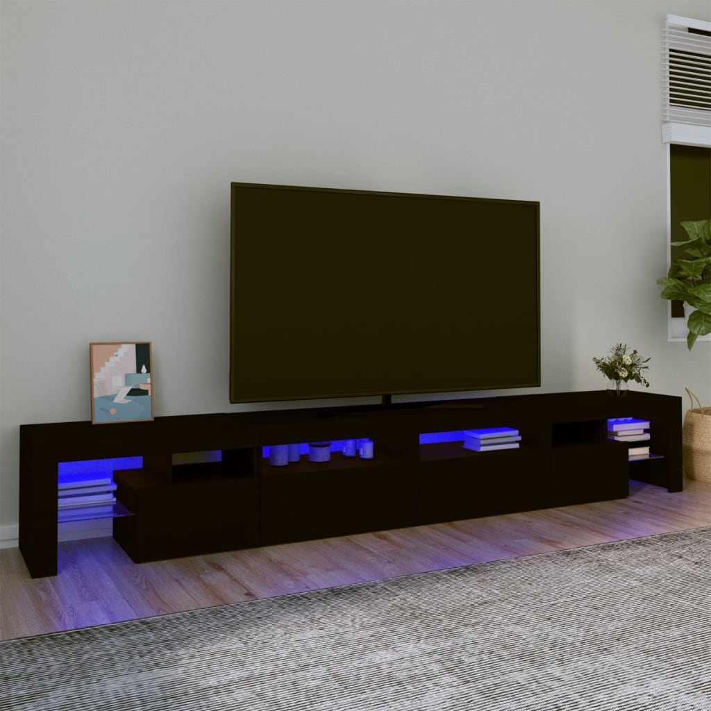 tv-skab med LED-lys 260x36,5x40 cm sort