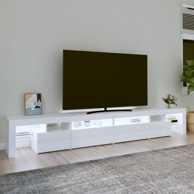 tv-skab med LED-lys 260x36,5x40 cm hvid højglans