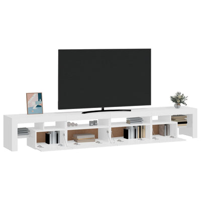 tv-skab med LED-lys 260x36,5x40 cm hvid højglans