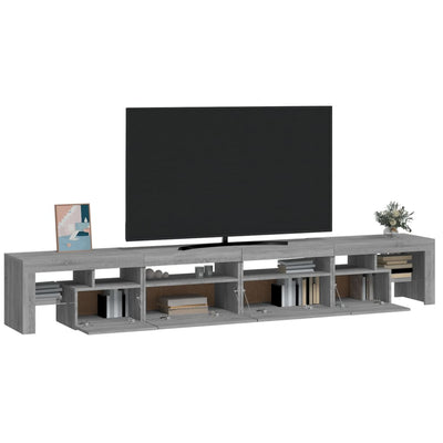 tv-skab med LED-lys 260x36,5x40 cm grå sonoma-eg