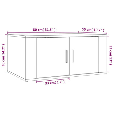 sofabord 80x50x36 cm konstrueret træ hvid