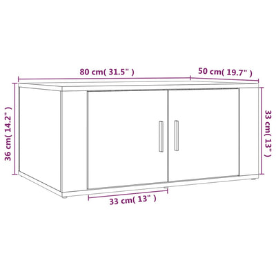 sofabord 80x50x36 cm konstrueret træ sonoma-eg