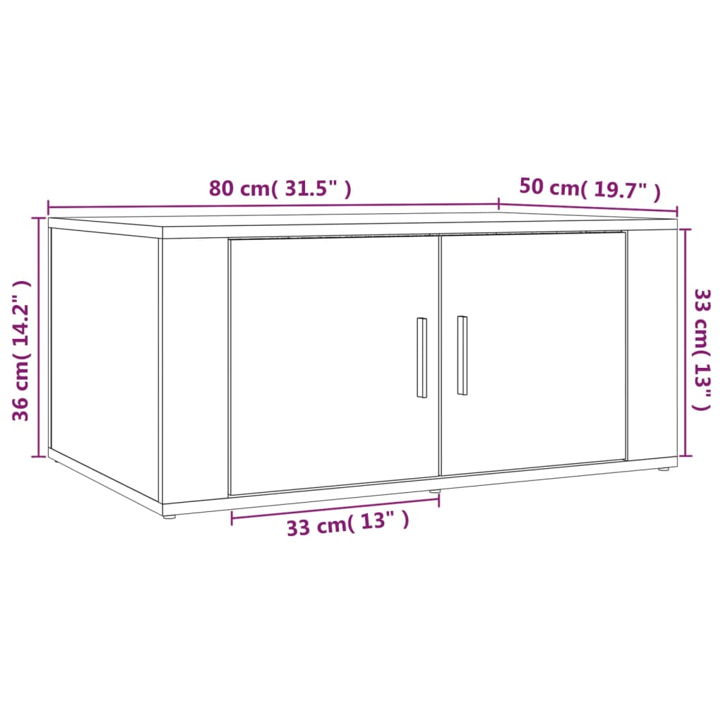 sofabord 80x50x36 cm konstrueret træ røget egetræsfarve