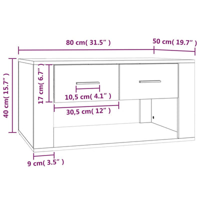 sofabord 80x50x40 cm konstrueret træ sort