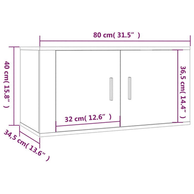 væghængt tv-skab 80x34,5x40 cm hvid højglans