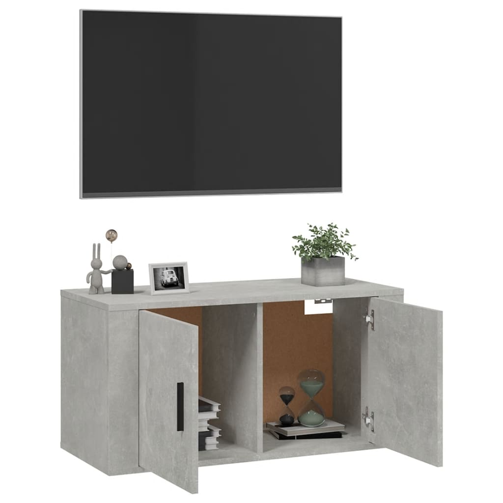 væghængt tv-skab 80x34,5x40 cm betongrå