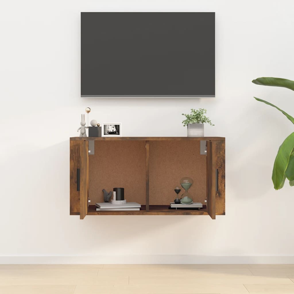 væghængt tv-skab 80x34,5x40 cm røget egetræ