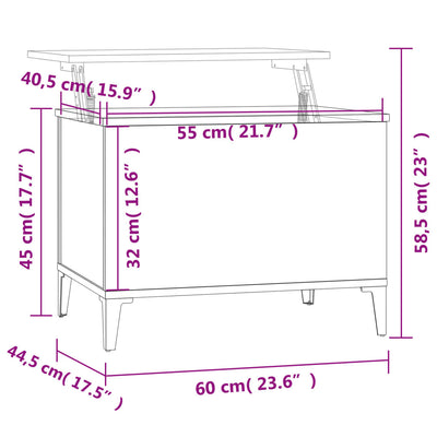 sofabord 60x44,5x45 cm konstrueret træ hvid højglans