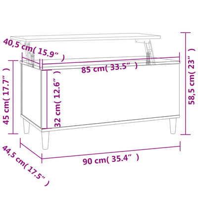 sofabord 90x44,5x45 cm konstrueret træ hvid