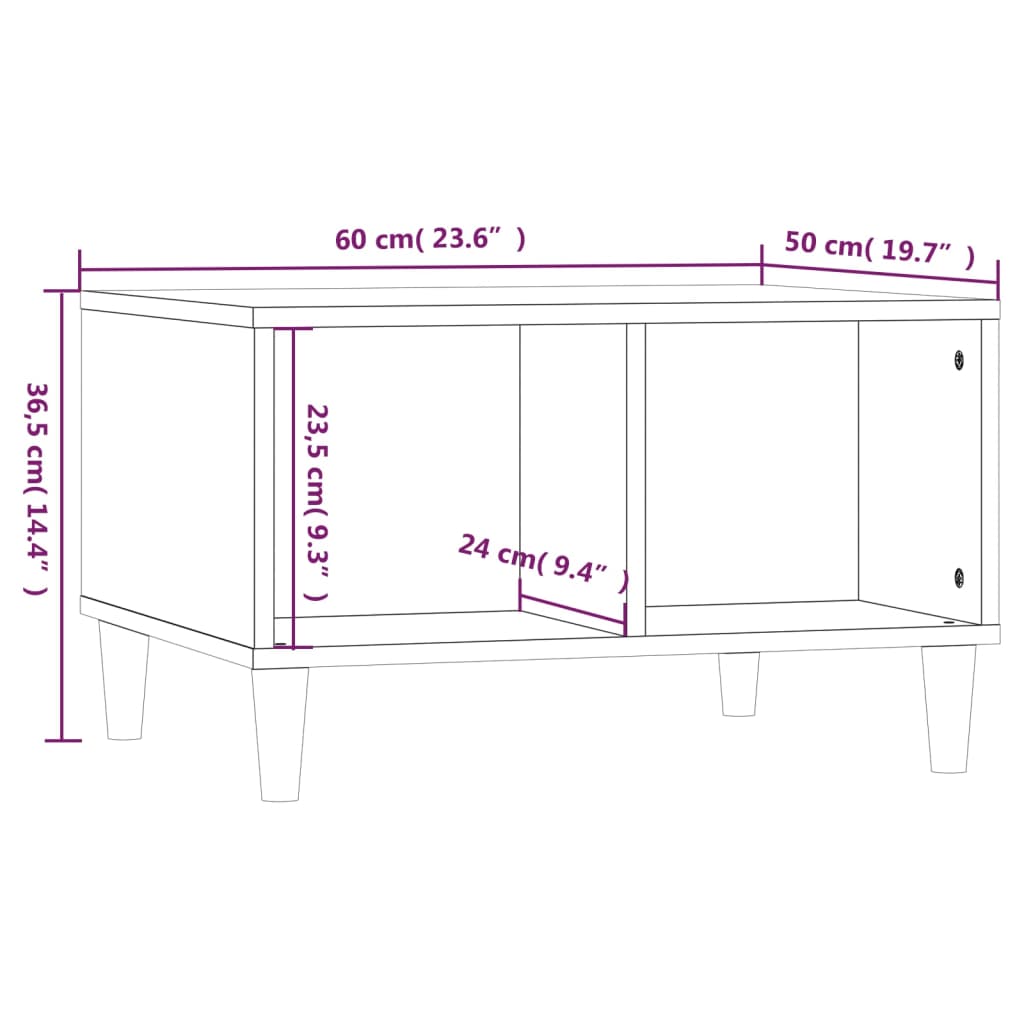 sofabord 60x50x36,5 cm konstrueret træ sort