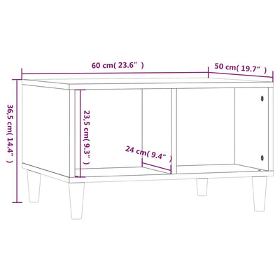 sofabord 60x50x36,5 cm konstrueret træ hvid højglans