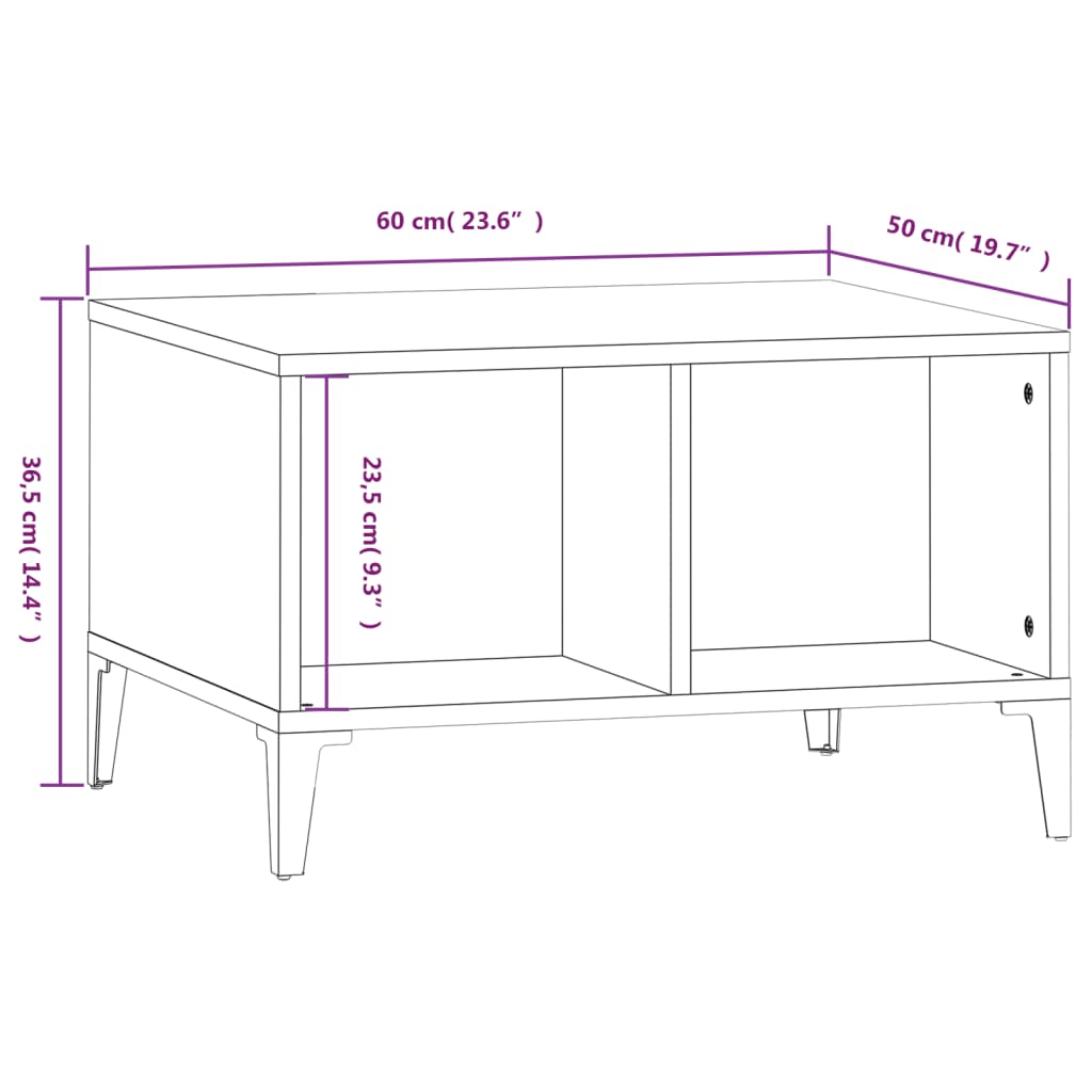 sofabord 60x50x36,5 cm konstrueret træ hvid